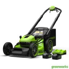 Image of Greenworks 48V 46cm Self-Propelled Cordless Lawn Mower + 2 x 24V (4Ah) Batteries