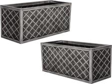 Image of Lazio Trough Planter 70cm Pewter Grey Large Rectangular Flower Plant Pot