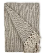 Image of Emma Barclay Herringbone Throw Over Blanket 177cm x 254cm Grey 70" x 100"