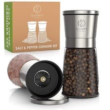 Image of Salt and Pepper Grinder Set - 2 Quality Ceramic & Glass Mills - Olivers Kitchen