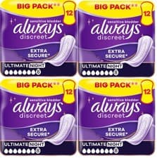 Image of Always Discreet Ultimate Night Extra Secure Pads 48 Sensitive Bladder