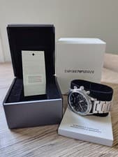 Image of EMPORIO ARMANI MENS WATCH AR11241 STAINLESS STEEL STRAP & BLACK DIAL GENUINE