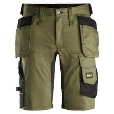 Image of SNICKERS WORK SHORTS ALLROUNDWORK 6141 STRETCH HOLSTER POCKETS - KHAKI GREEN