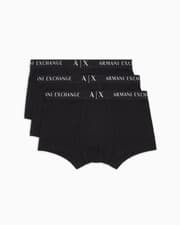 Image of Armani Exchange 3 Pack Trunks Stretch Cotton - Black