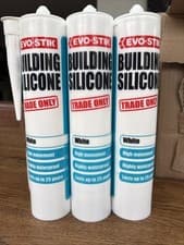 Image of Evo Stik 3x Building Silicone White 280ml General Purpose Sealant Waterproof