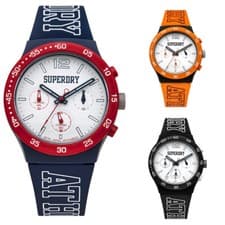 Image of Unisex Watch SUPERDRY URBAN ATHLETICS SYG205 Chrono Silicone Black Blue Orange