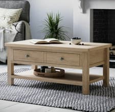 Image of Oaklife coffee table with shelf - oak coffee table - wooden coffee table