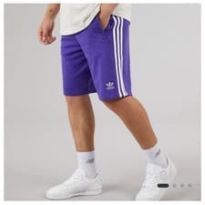 Image of MENS 3 STRIPE REG FIT SHORTS 100% COTTON SHORTS ENERGY INK SIZE S See details