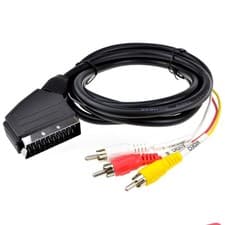 Image of Scart Plug In / Out to Red White Yellow RCA 3 x Phono Plugs Video Cable Lead  2m