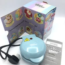 Image of Mini Waffle Maker Machine Giles & Posner Sorbet Blue Non-Stick Plate NEW WORKING