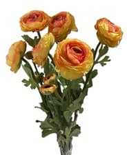 Image of Large Orange Ranunculus Bloom & Bud Silk Flowers Pack 6 Stems