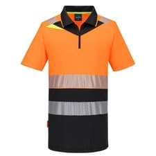 Image of Portwest DX4 Hi-Vis Zip Class 1 Polo Shirt Short Sleeve Reflective DX435
