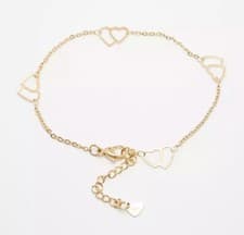 Image of Double Heart Link | Gold Ankle Chain Anklet