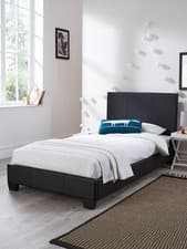Image of Ellis Faux Leather Single Bed Frame Black Bedroom Furniture