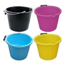 Image of 4 x Plastic Builders Bucket 3 Gallons / 14L Heavy Duty Water Feed Storage Handle