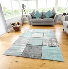 Image of New Duck Egg Grey Silver Modern Small Large Thick Soft Floor Mat Rugs