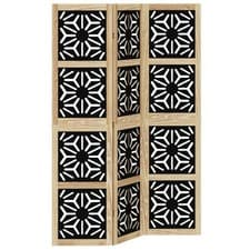Image of Room Divider Panel Privacy Screen Brown & Black Solid Wood Paulownia vidaXL