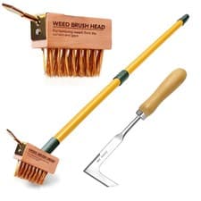 Image of BLUEMARS Telescopic Weed Brush with Angled Wire Bristles for Patio & Driveway