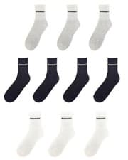 Image of Donnay 10 Pack Quarter Socks Mens Gents Stamp Cotton Rich Size 7-11