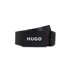 Image of Hugo Boss | 50536879 Gilao-Z_Sz35 Leather Metal Plate Buckle Belt - Black