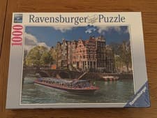 Image of Ravensburger 1000 Piece Jigsaw Puzzle – Amsterdam Canal Scene – New & Sealed