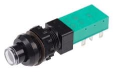 Image of 1 x DPDT Latching Push Button Switch, 14mm, Panel Mount