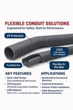 Image of flexible conduit Cut to size, 7mm to 32mm LSZH UV Protected.