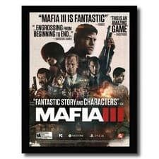 Image of 2016 Mafia III 3 Framed Print Ad/Poster Official PS3/PS4 Xbox 360/One Game Art