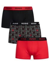 Image of HUGO Men's 3 Pack Trunks, Multicoloured