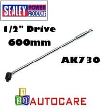 Image of Sealey AK730 Breaker Bar 600mm 1/2"Sq Drive Power Bar 24" Chrome Vanadium