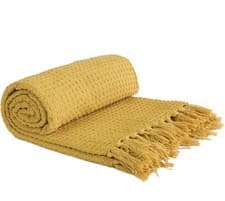 Image of Emma Barclay Honeycomb Throw 50 x 60 Ochre, 100% Cotton, 50x60 (127x152cm), HON