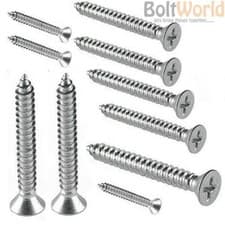Image of A4 MARINE GRADE STAINLESS STEEL COUNTERSUNK CSK SELF TAPER WOOD SCREWS CHIPBOARD
