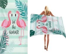 Image of Flamingo Beach Towel, 180x80cm/70.87x31.5inch Extra Large Swimming Towel, 3X Su