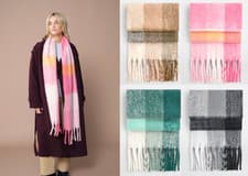 Image of Beechfield Fluffy Check Scarf - NEW