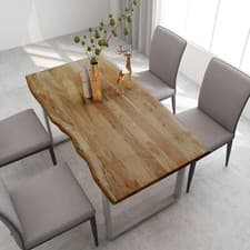 Image of Dining Table 160x80x76 Solid Acacia Wood Q4H8