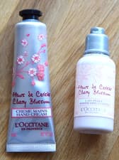 Image of L'occitane Cherry Blossom Hand Cream 30ml & Shimmering Body Lotion 35ml
