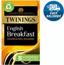 Image of Twinings English Breakfast Tea 40 Tea Bags 100% Black Tea Biodegradable Bags NEW
