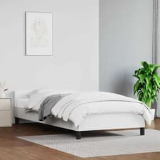 Image of Bed Frame without Mattress White 90x190cm Single Faux Leather
