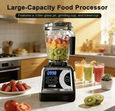 Image of SPZTJK High Speed Blender, 2 in 1 Blender 1600W, 6 Functions, 10 Speeds, 3L Jar
