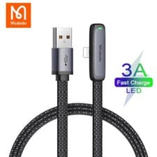 Image of Mcdodo Right Angle Flat for iPhone Fast Charger Cable 3A Charging 1.2m 1.8m