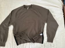 Image of 2017 Fear of God Essentials French Terry Side Zip Olive Crewneck Men's L