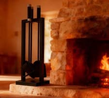 Image of Kingson Fireside Companion Set – 3 Piece Fireplace Tool with Stand Black