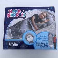 Image of HAPPY NAPPERS Gray Shark Medium Sleeping Bag Packaging is DISTRESSED, Non-Retail