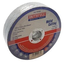 Image of Faithfull Metal Cut Off Discs 125 x 3.2 x 22.23mm FAI1253M Metal Cutting Pack 10