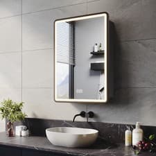 Image of Bathroom Mirror Cabinet with Shaver Socket Demister 3 LED Lights Black Cupboard