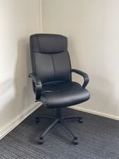 Image of Plaza High Back Executive Black Leather Office Chair with Arms