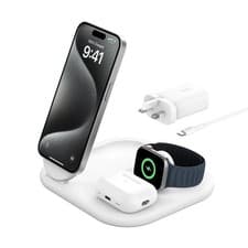 Image of Belkin BoostCharge Pro 3-in-1 Magnetic Foldable Wireless Charger Qi2 15 iphone