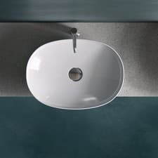 Image of RAK Variant Oval Drop-In Wash Basin 600mm Wide 0 Tap Hole - Alpine White