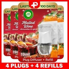 Image of Air Wick Plug In Air Freshener Kit Essential Oils Mulled Wine 19ml Pack of 4