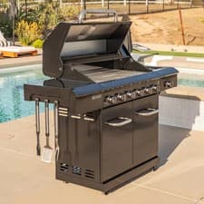 Image of Deluxe Gas BBQ 7 Burner Barbecue Side Grill Premium Stainless Steel UK + Cover